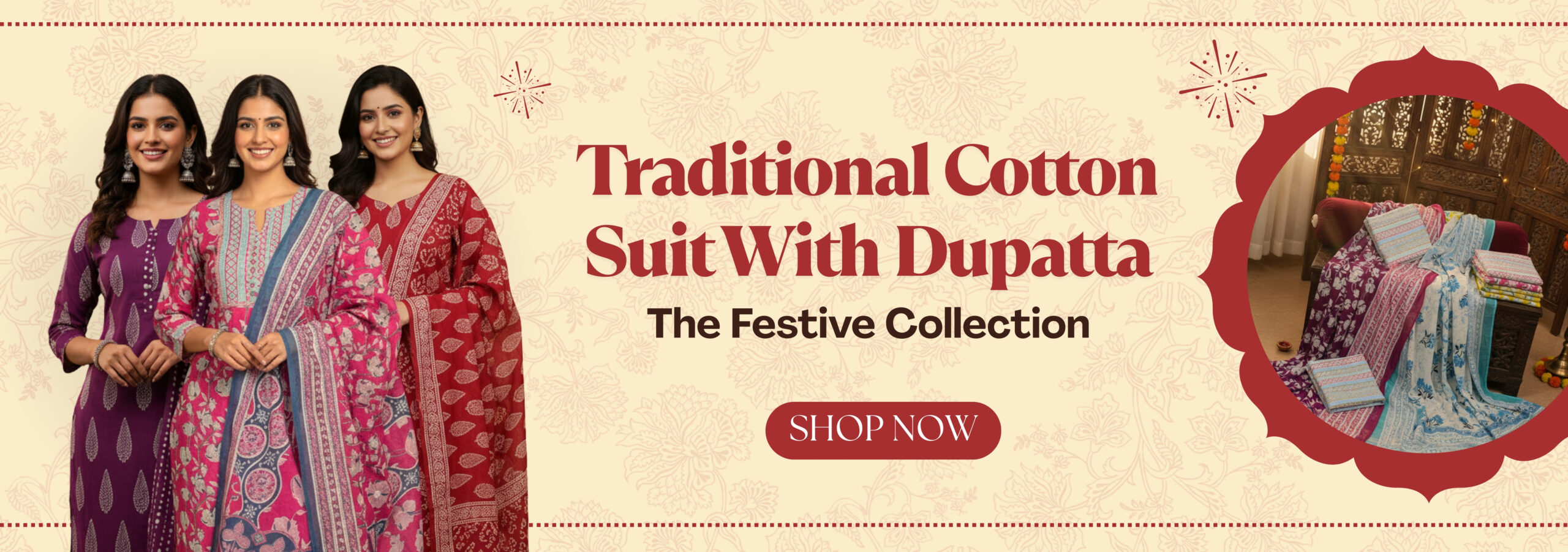 Cirmson Traditional Indian Diwali Sale Banner (1920 x 676 mm)